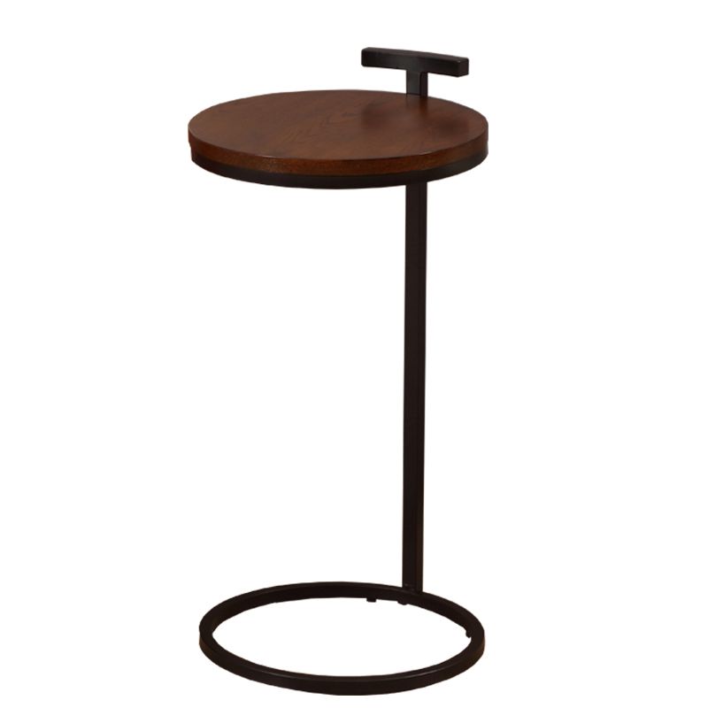27.5" Tall Iron C Side Table Round Wood Side End Table for Living Room