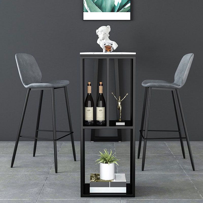 Rectangular Stone Bar Table Contemporary Bistro Table with Storage