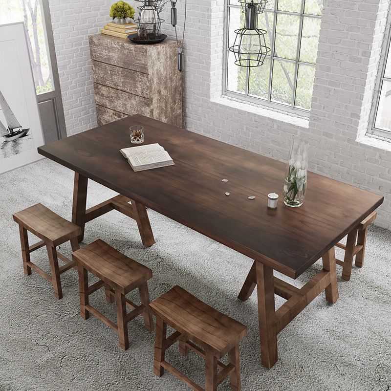 Mesa de comedor de madera sólida Mesa de comedor de madera rectangular de pino con base de trineo