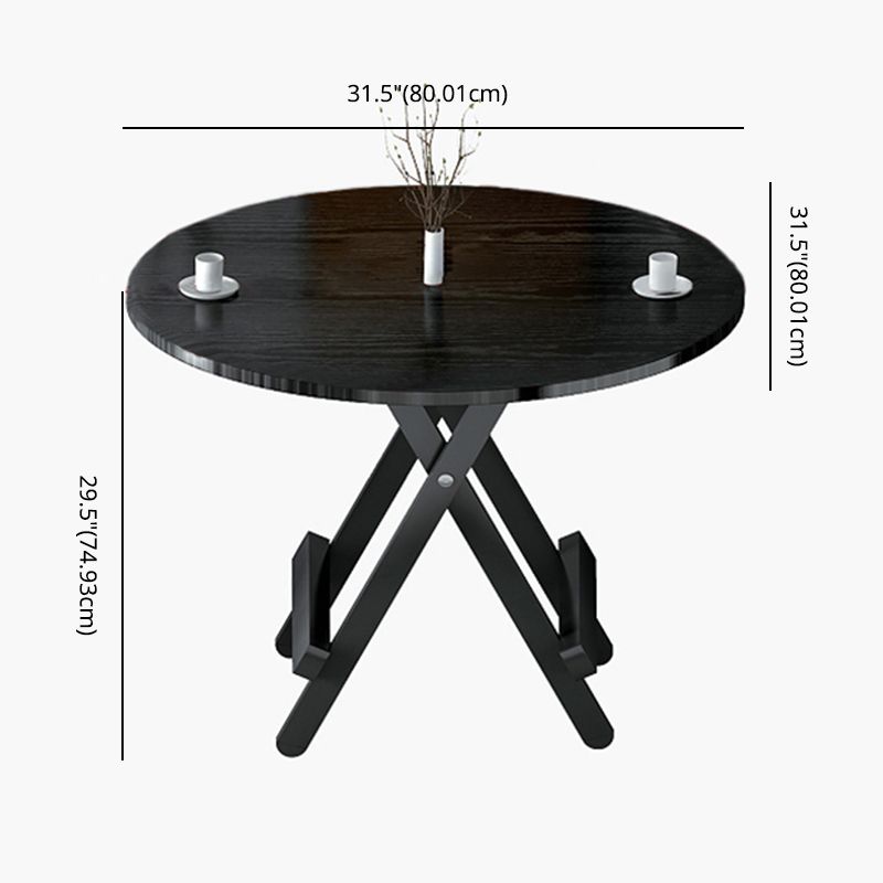 Contemporary Style Traditional Height Dining Set with Black Folding Table and Chairs
