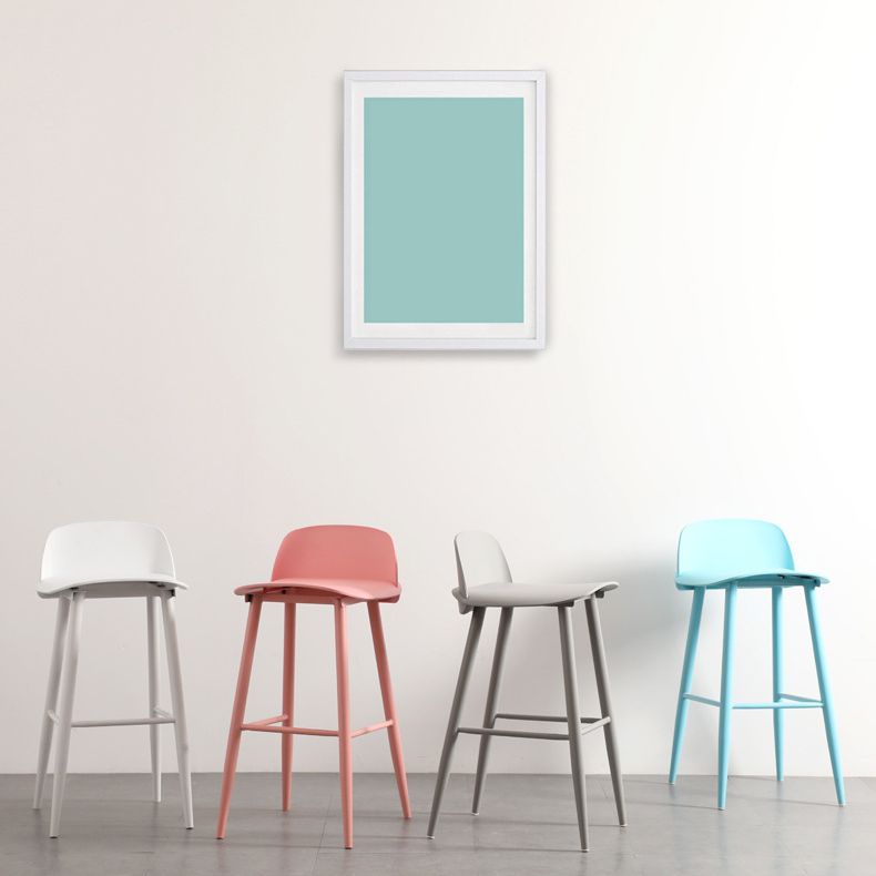 Scandinavian Plastic Barstool Plastic Furniture with Metal Legs in Matte Finish