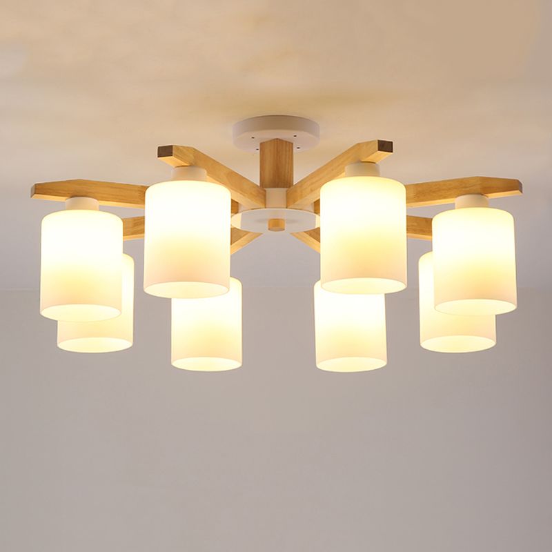 Contemporary Flush Light Fixture Wood Flush Mount Lights in Brown for Living Room