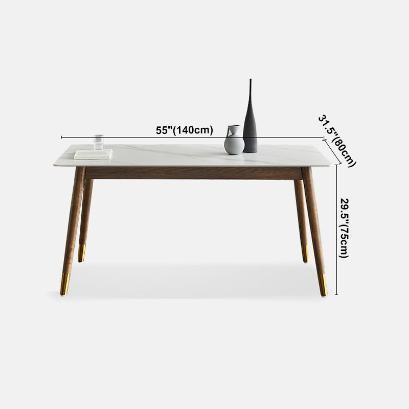 Mesa de comedor de lujo tradicional Mesa de comedor de piedra sinterizada con base de madera maciza
