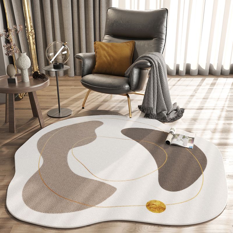 White Casual Rug Polyester Color Piece Rug Washable Area Rug for Living Room