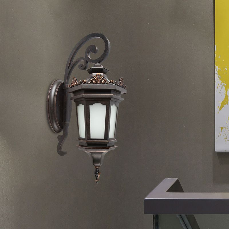 Weißes Glas Schwarz Finish Wandleuchte geometrische 1-Bulb Country Wall Mount Lampe für Garten