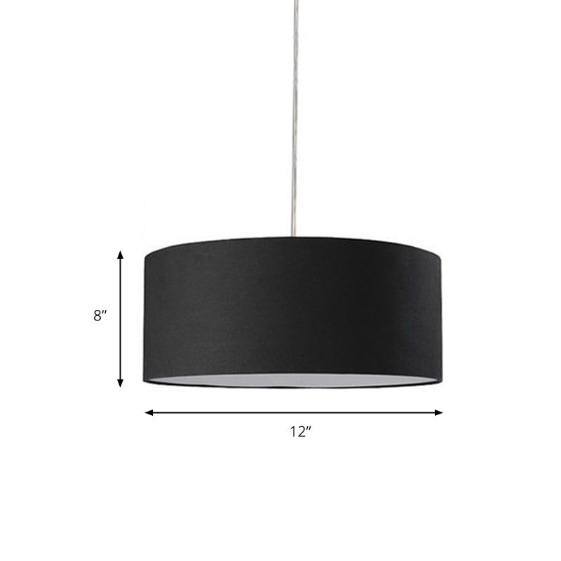Trommelanhänger Leuchte minimalismus Stoff Schwarz LED Hanging Deckenleuchte, 12 "/16" /19.5 "Dia