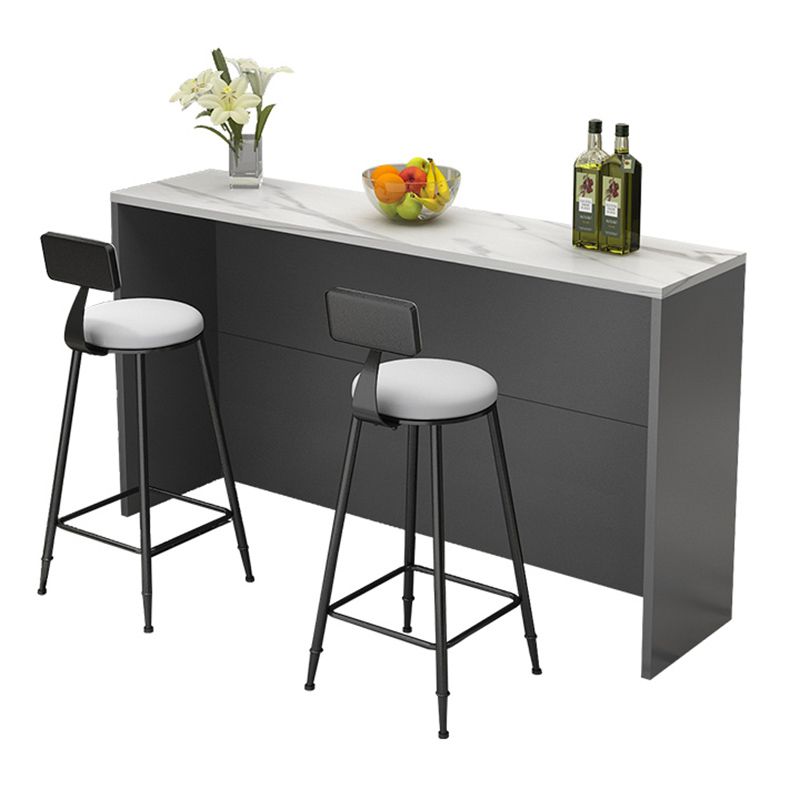 Modern Indoor Bar Stool Table White Marble Rectangle Counter Table