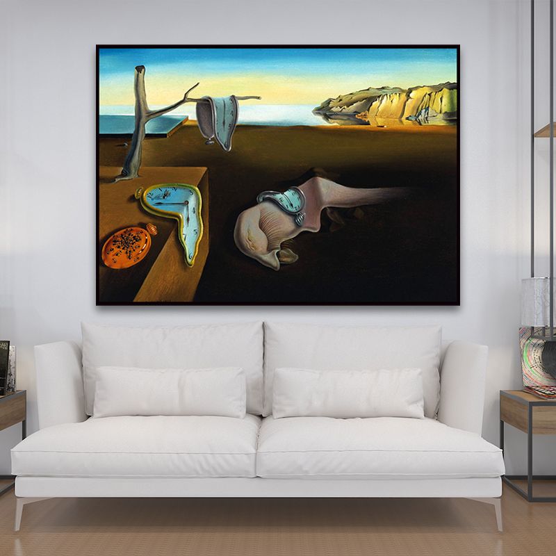 Surreal Salvador Dali Wall Art Brown the Persistence of Memory Painting for Home