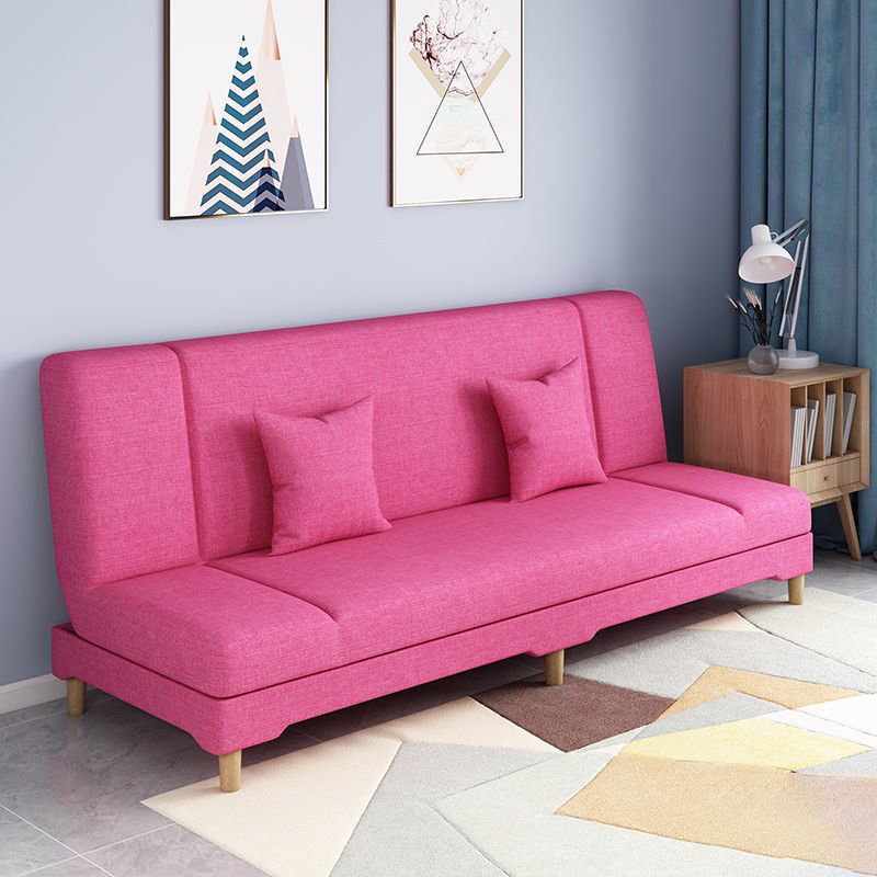 31.5 " H Contemporary Cotton Blend Armless Convertible Sleeper Sofa with 2 Pillows