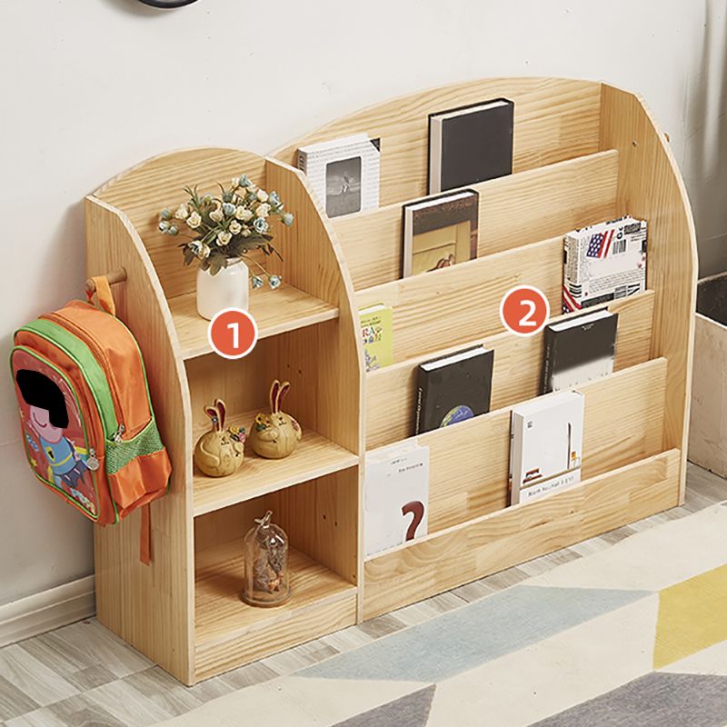 Natural Wooden Shelf Bookcase Pine Closed Back Book Shelf Modern