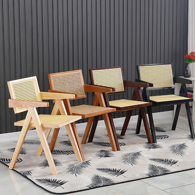 Dining Room Arm Dining Chair Home Solid Wood Cane Back Dining Chair