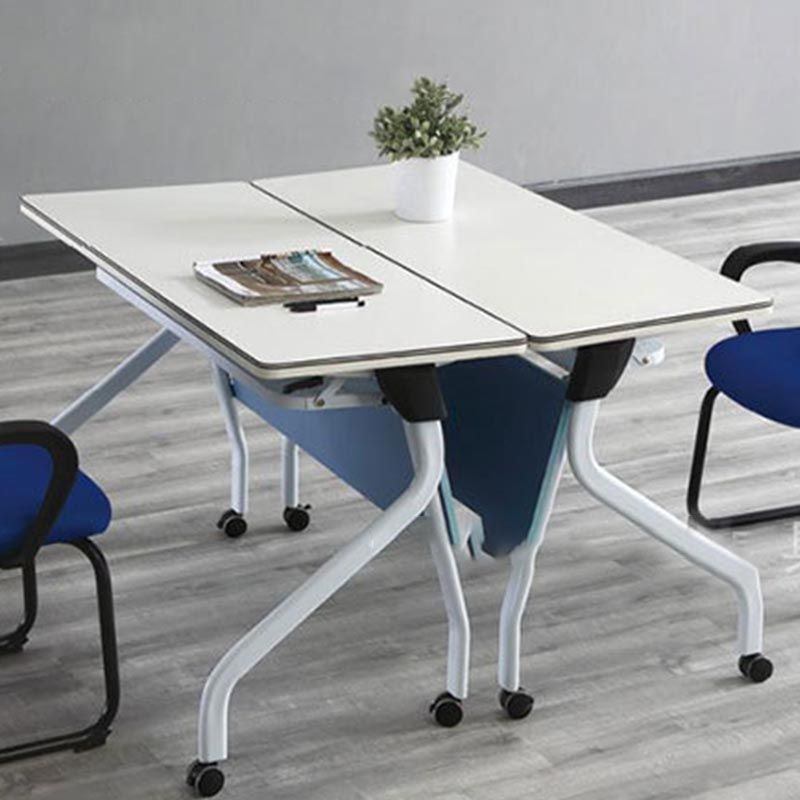 Modern Wood Office Desk with Caster Wheels Rectangular Writing Desk for Office