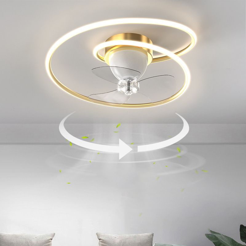 3-Blade Contemporary Ceiling Fan Polish Finish LED Fan with Light for Foyer