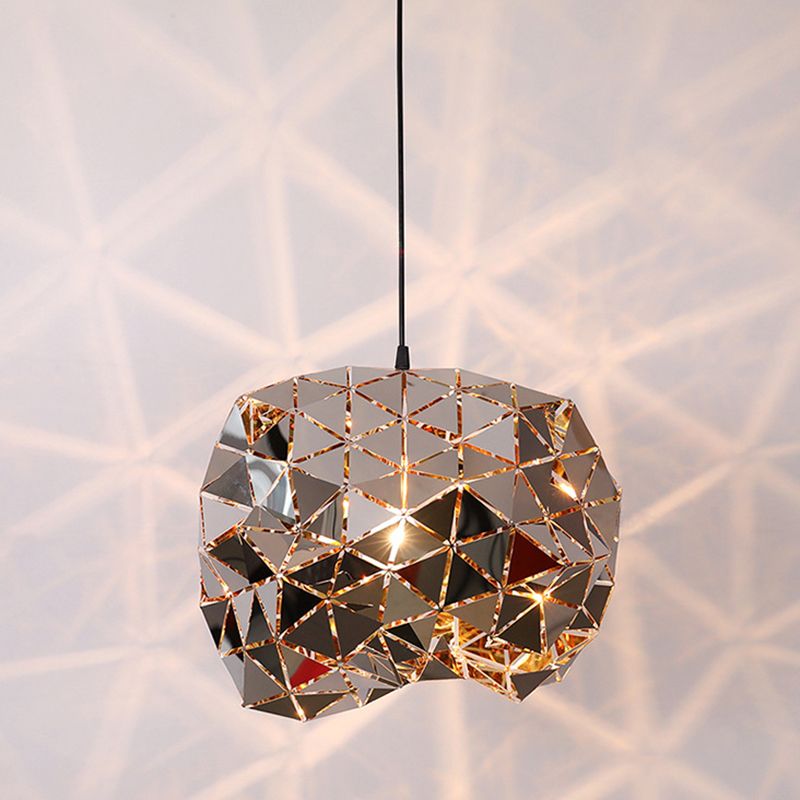 Chrome Laser-Cut Pendant Lamp Decorative Postmodern Stainless Steel Suspension Light