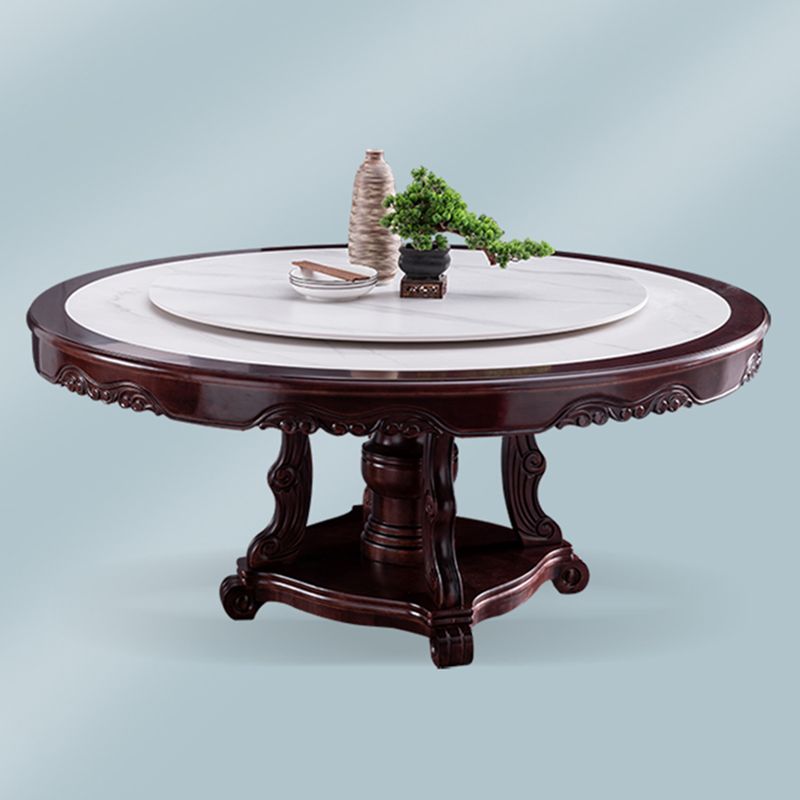 Sintered Stone Dining Table Round Wood Base Dinner Table for Dining Room