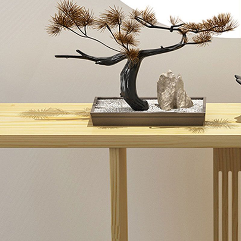12" W Pine Console Table Mid-Century Modern Rectangle Accent Table for Hall