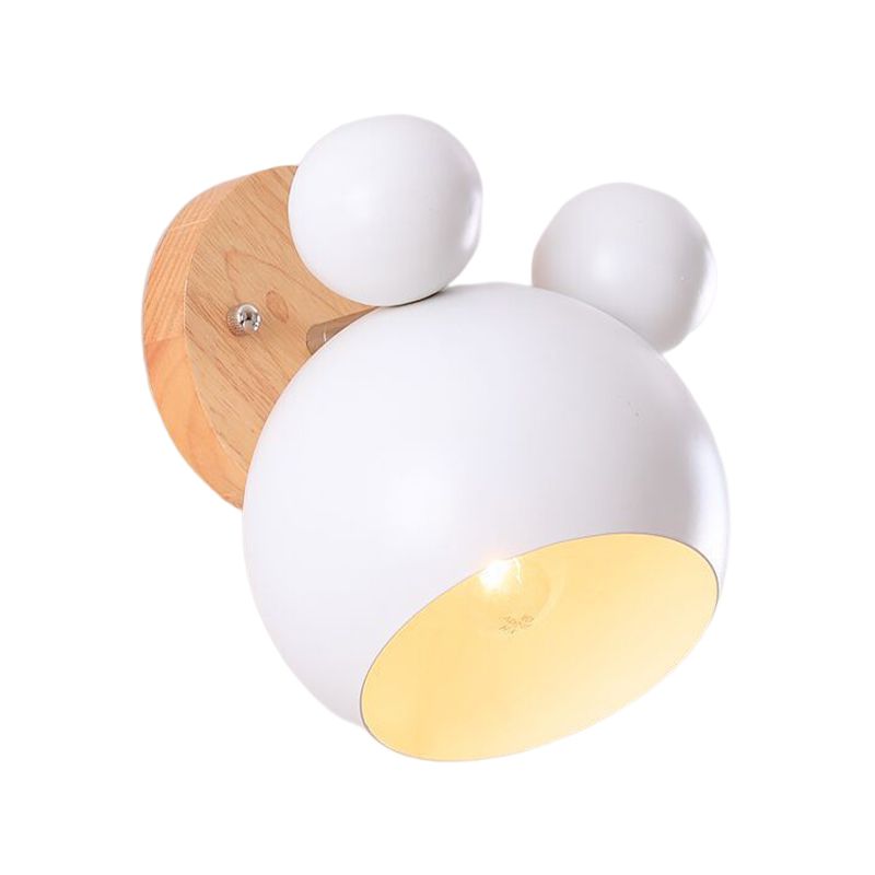 Children Wood Wall Light Polish Finish Flush Mount Lighting for Room