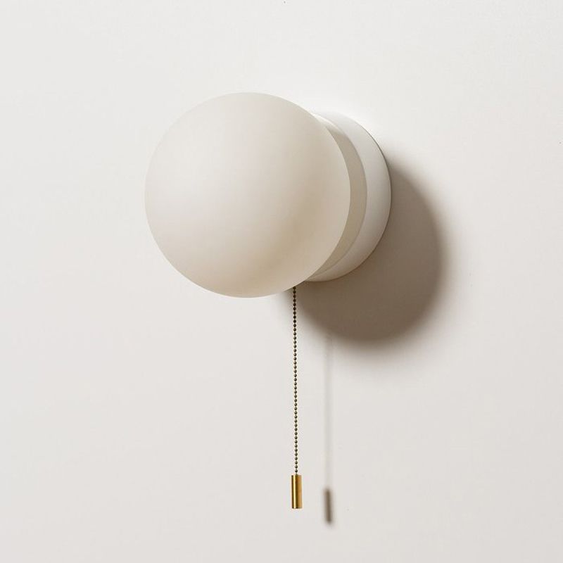 Global Shape Wall Light Modern Style Glass 1 Light Wall Lamp in White