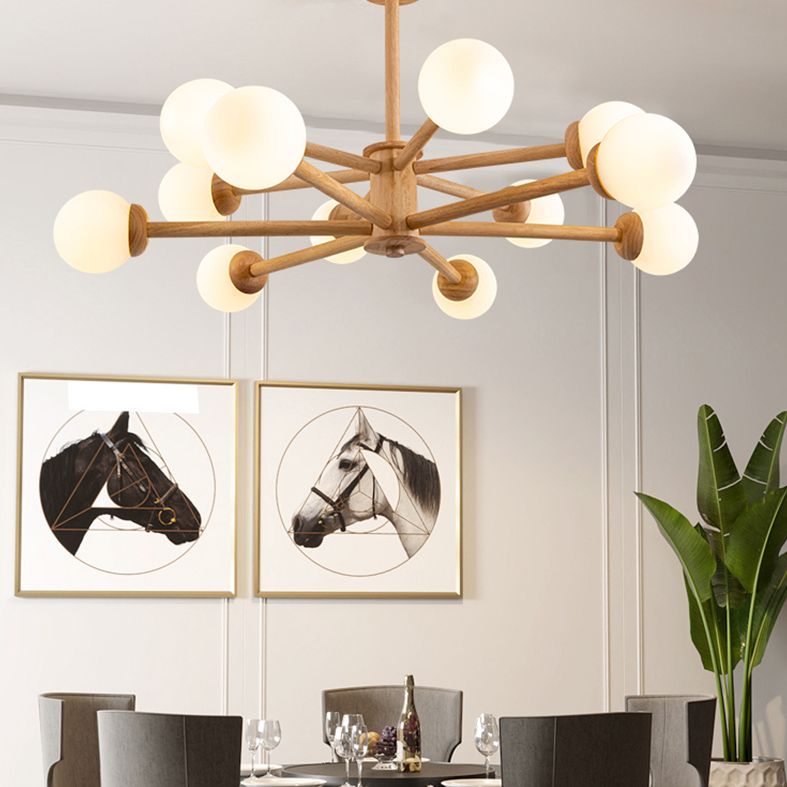 Original Wood Molecular Styling Chandelier Modern Simplicity Style Living Room Lighting Fixture