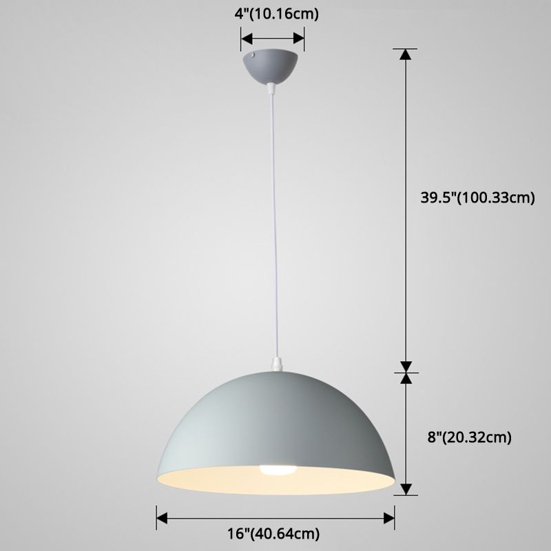 Metal Ribbed Dome Hanging Light 1-Light Nordic minimaliste Style suspendu lampe pour restaurant