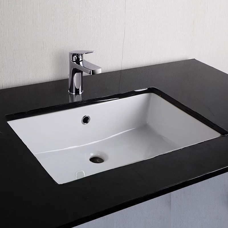 Traditional Undermount Bathroom Sink Porcelain with Overflow Basin Sink(Without Faucet)