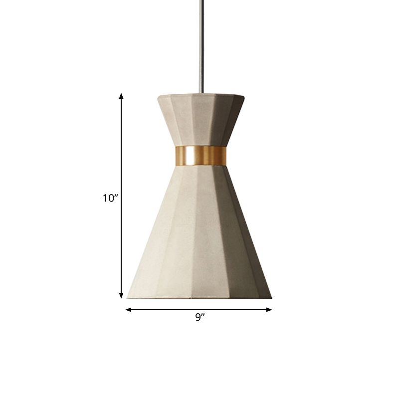 Luz de colgante geométrico Cemento nórdico 1 Luz de techo colgante gris claro, 9 "/10" de ancho