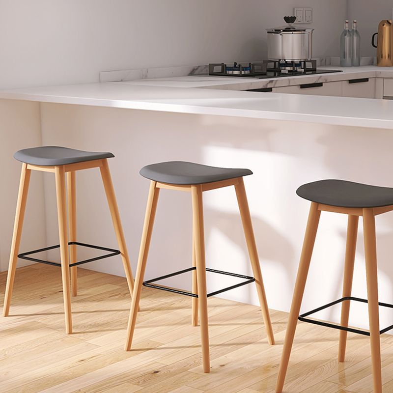 Contemporary 29.9-inch Backless Bar Stool with Solid Wood Base
