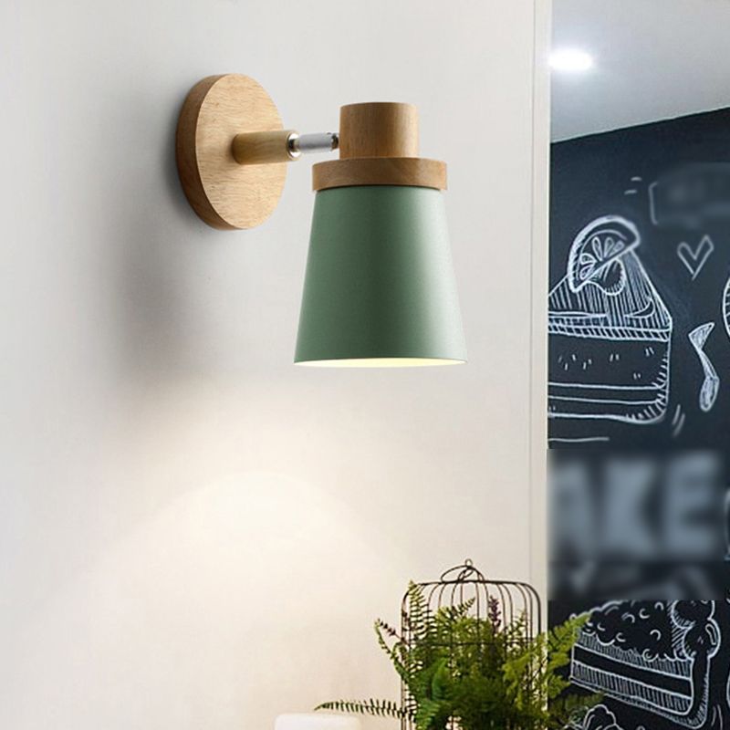 Modern Style Geometric Wall Sconces Wood 1 Light Wall Mount Light Fixture