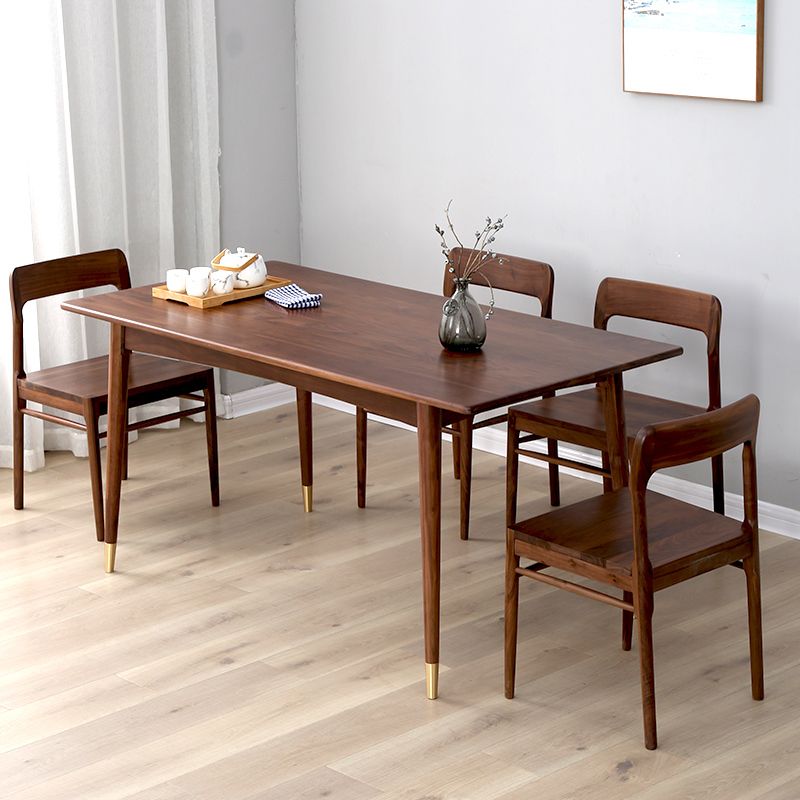 Traditional Style Solid Wood Dining Set with Rectangle Shape Table and 4 Legs Base for Home Use