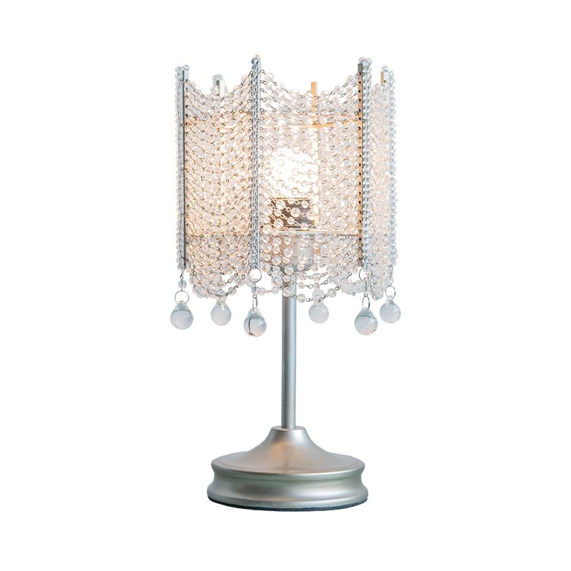 Lampada da tavolo con perline Lampada da scrivania modernista in cristallo smussato con 1 lampadina in oro/argento, larghezza 5,5"/7"