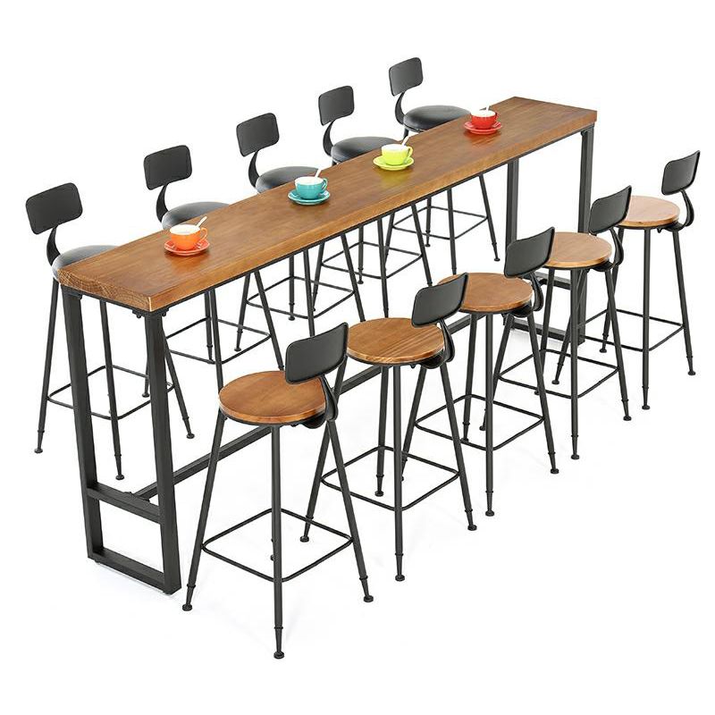 Industrial 1/6/9/11 Pieces Bar Table Set Rectangle Pine Wood Counter Table with Stools