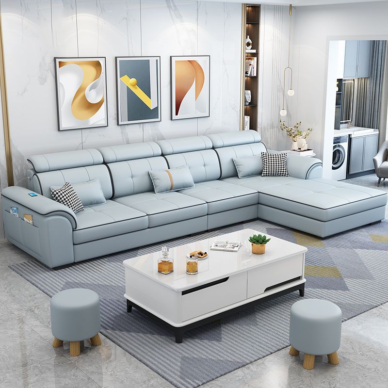 Pillowed Back Cushions Cotton Blend /Faux Leather Furniture Sectionals