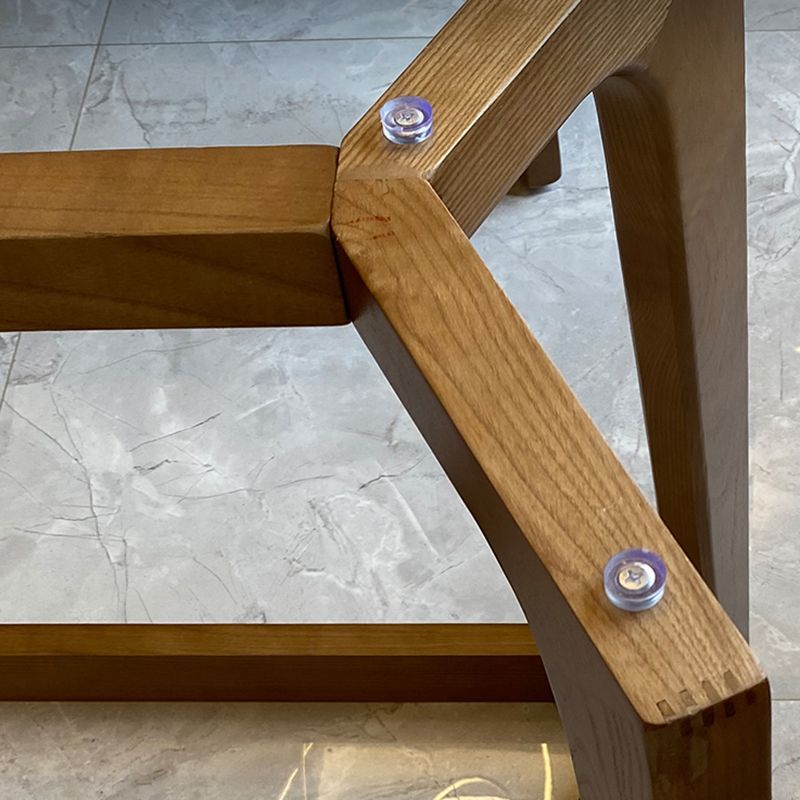 Contemporary Style White Slate Dining Table Rectangular Formal Dinette Set with Wood Base