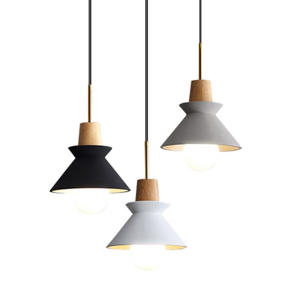 Resin Conical Drop Lamp Macaron 1 Bulb Solid Wood Pendant Light