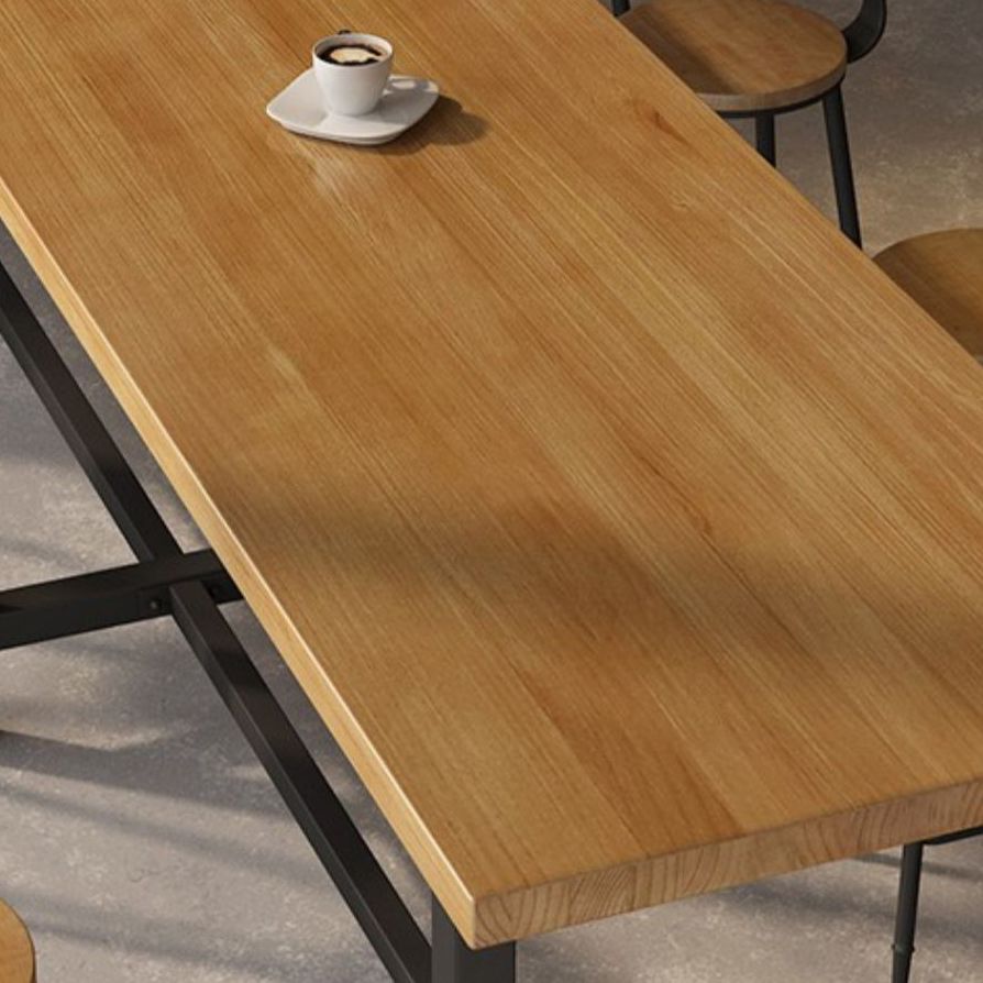 Modern Brown Wood Bistro Table with Rectangle Table Top Black Trestle Table 42'' H