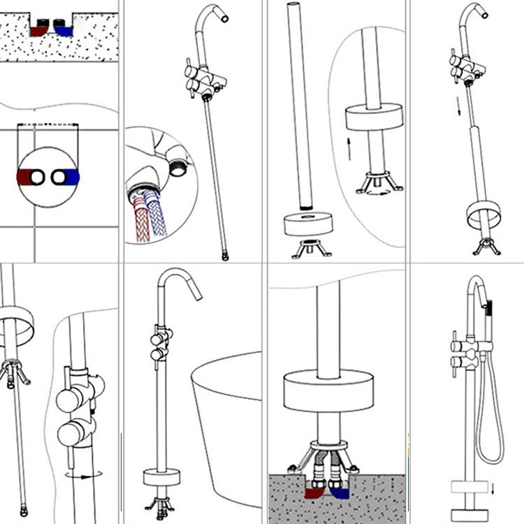 Modern Floor Mounted Single Handle Freestanding Tub Filler Metal Freestanding Faucet