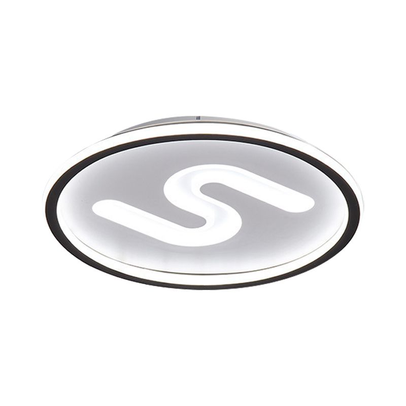 S-Shaped Acryl Plafond Verlichting Hedendaagse Zwart/Goud LED Flush Light Fixture, Warm/Wit Licht