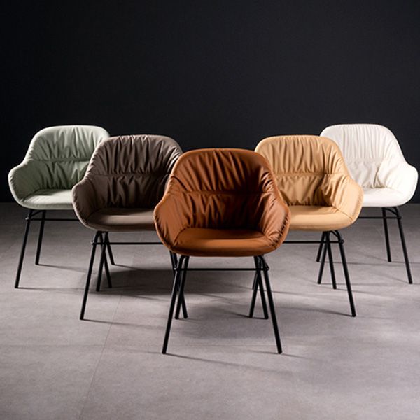 Faux Leather Dining Chair Industrial Style Wingback Arm Chair