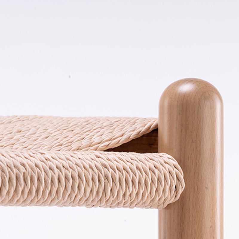 Scandinavian Wood Counter Stools Low Back Indoor Single Bar Stool with 4 Legs