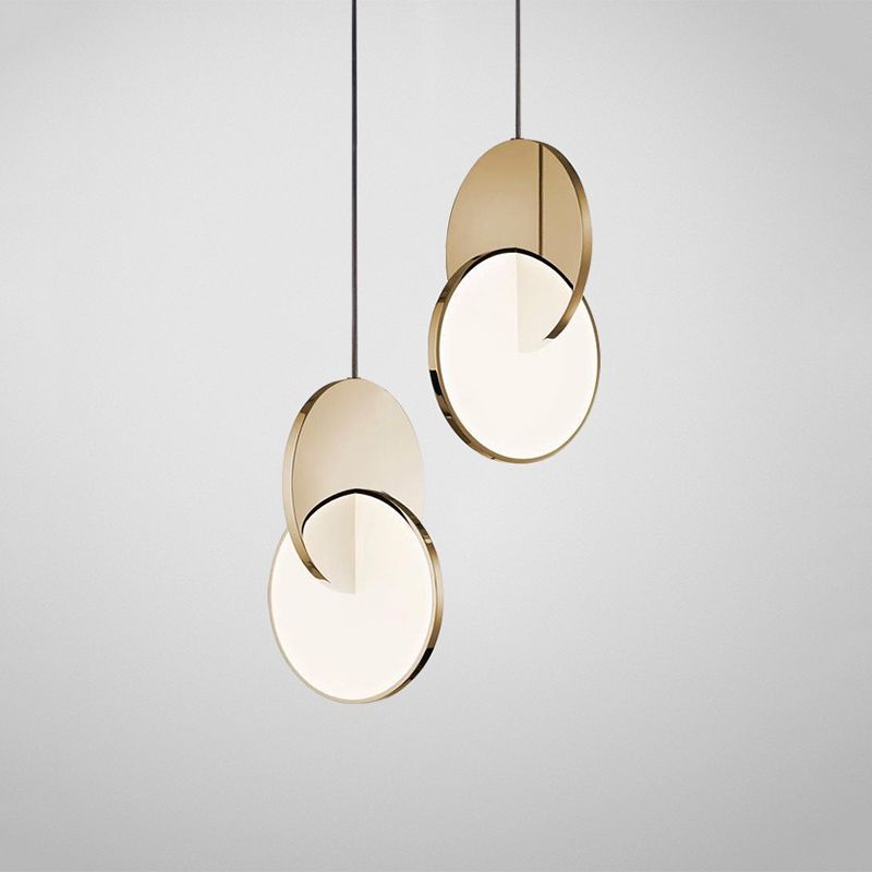 Double Round Shape LED Pendant Lamp Modern Minimalist Metal Hanging Lamp for Living Room
