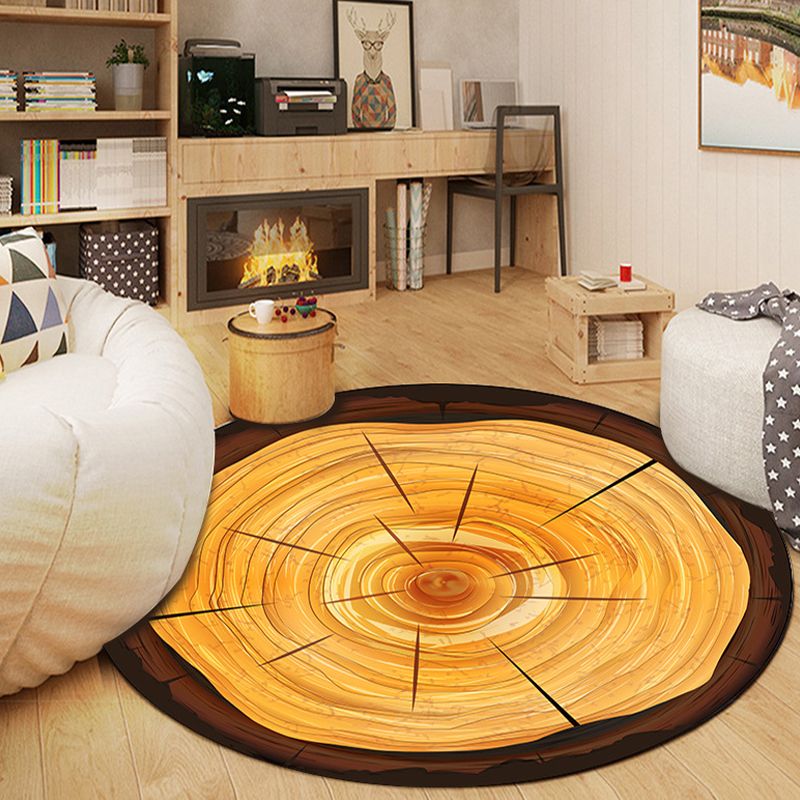 Round Deck Pattern Carpet Polyester Modern Indoor Rug Stain Resistant Area Carpet for Living Room