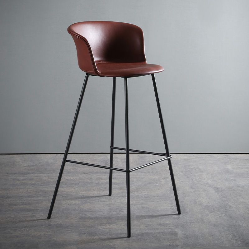 Modern Bucket Low Back Counter Chair Faux Leather Counter Bar Stool for Dining Room