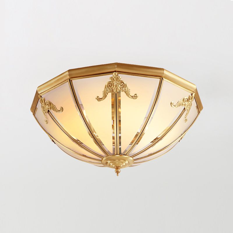 Glass Brass Flush Mount Light Bowl Shape Vintage Style Flush Mount Ceiling Light