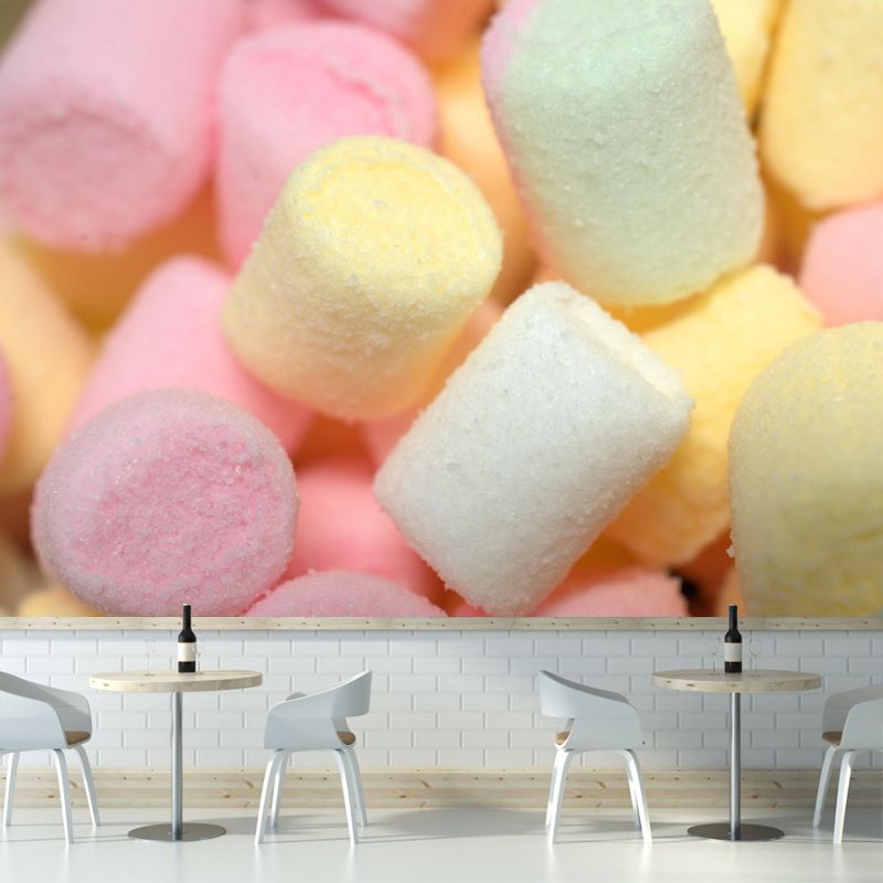 Modern Mural Dessert with Marshmallow Wall Decor Environment Friendly for Dessert Shop
