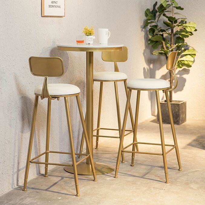 Artificial Marble Bar Table Glam Style Gold Base Bistro Table for Coffee Shop