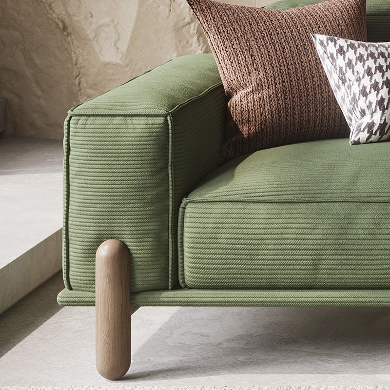 Modern Style Corduroy Sofa 30.7" High Square Arm Sofa in Green