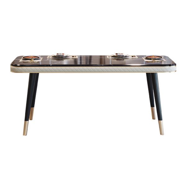 Rectangle Traditional Luxury Dining Table 4 Black Solid Wood Legs Table for Dining Room
