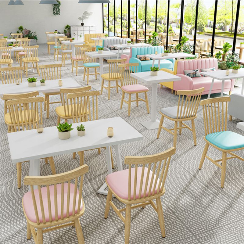 Contemporary Kitchen Dining Side Chair Slat Back Side Chair with Wood Legs