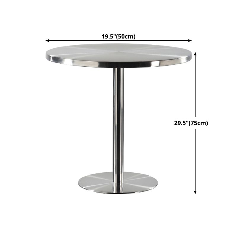 Metal Industrial Round Dining Table Steel Top Table with Pedestal Base