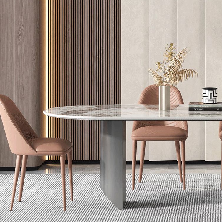 Luxury Sintered Stone Kitchen Home Fixed Double Pedestal Dining Table
